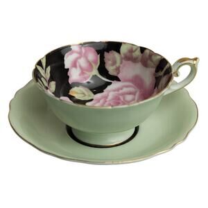 Vintage Chugai China Occupied Japan Cabbage Rose Hand-Painted Teacup and Saucer